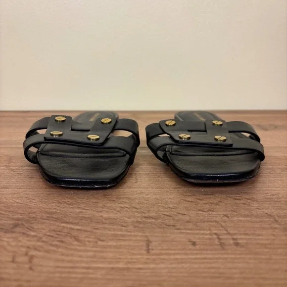 VERONICA BEARD Womens Via Slide Sandal Size 7.5 Black Leather Studded Designer - Picture 7 of 12